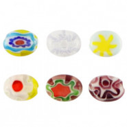 Millefiori beads oval flower 8x6mm - Multicolor